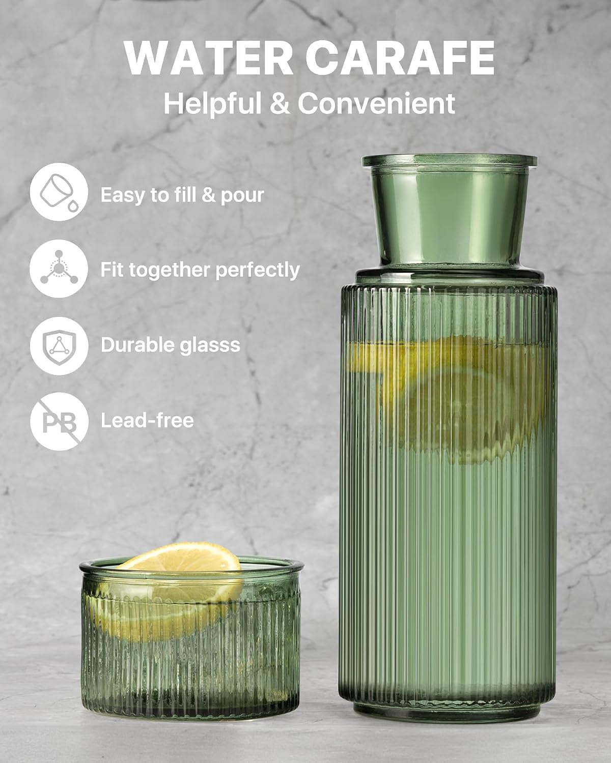 Fluted Glass Bedside Carafe Set