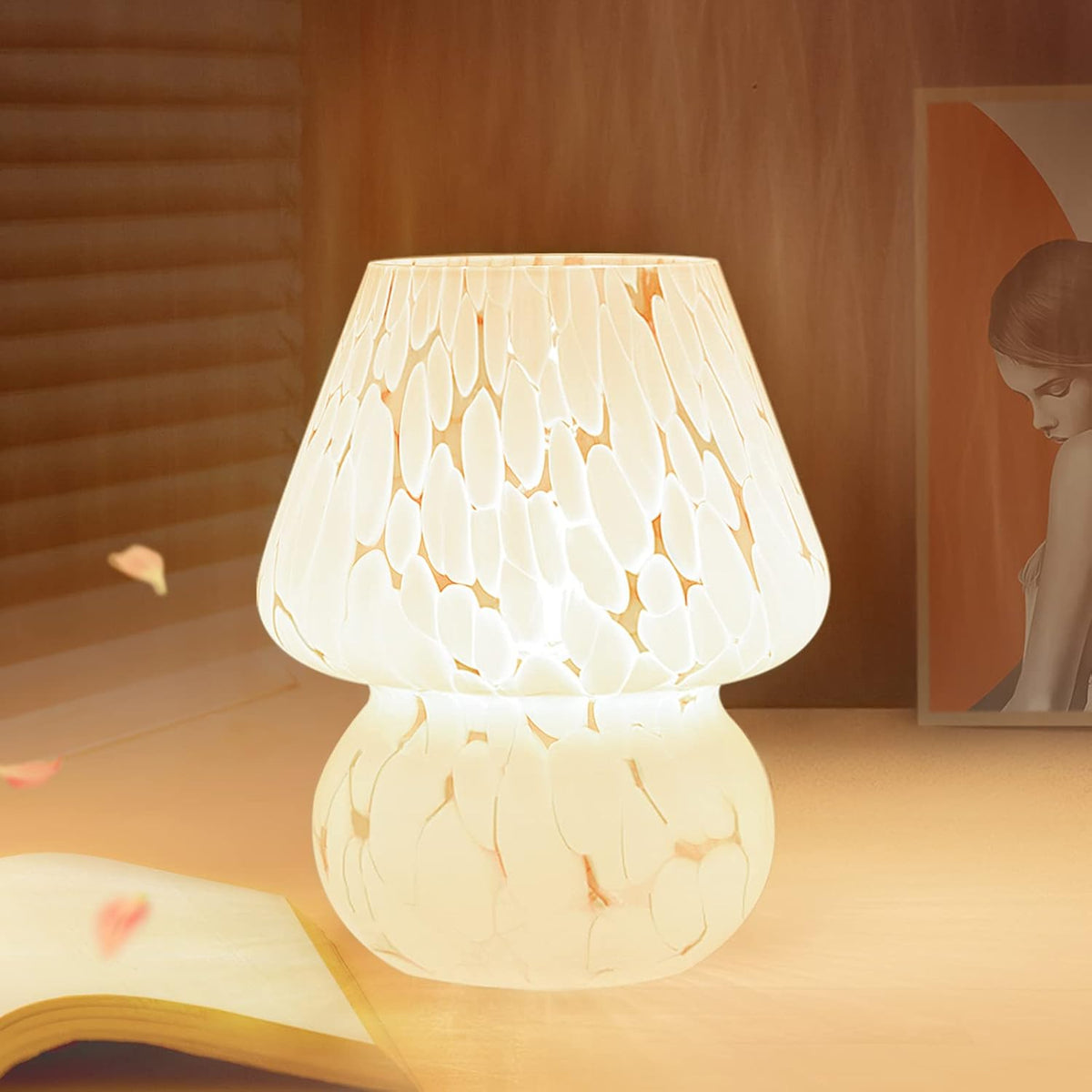Murano Glass Mushroom Lamp, White