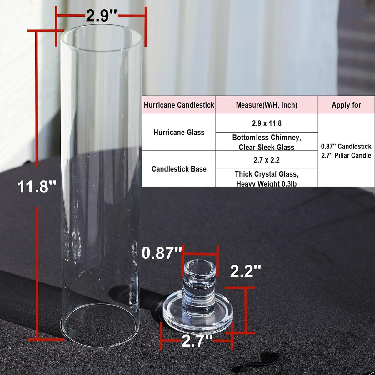 Clear Glass Hurricane Candlesticks, Set of Six