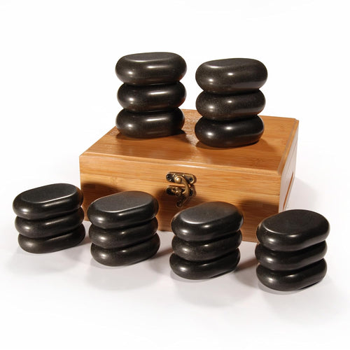Basalt Hot Stone Set in Bamboo Case