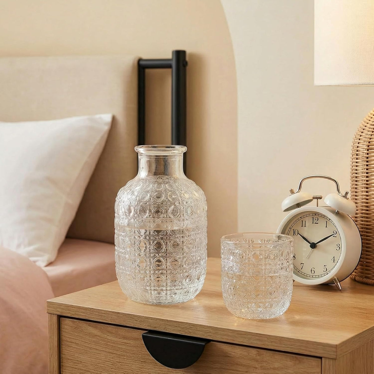 Hobnail Glass Bedside Carafe Set