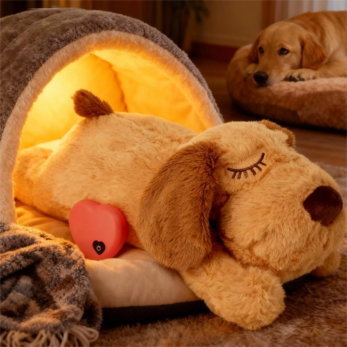 Heartbeat calming plush dog toy
