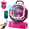 Rechargeable camping fan with LED light and remote
