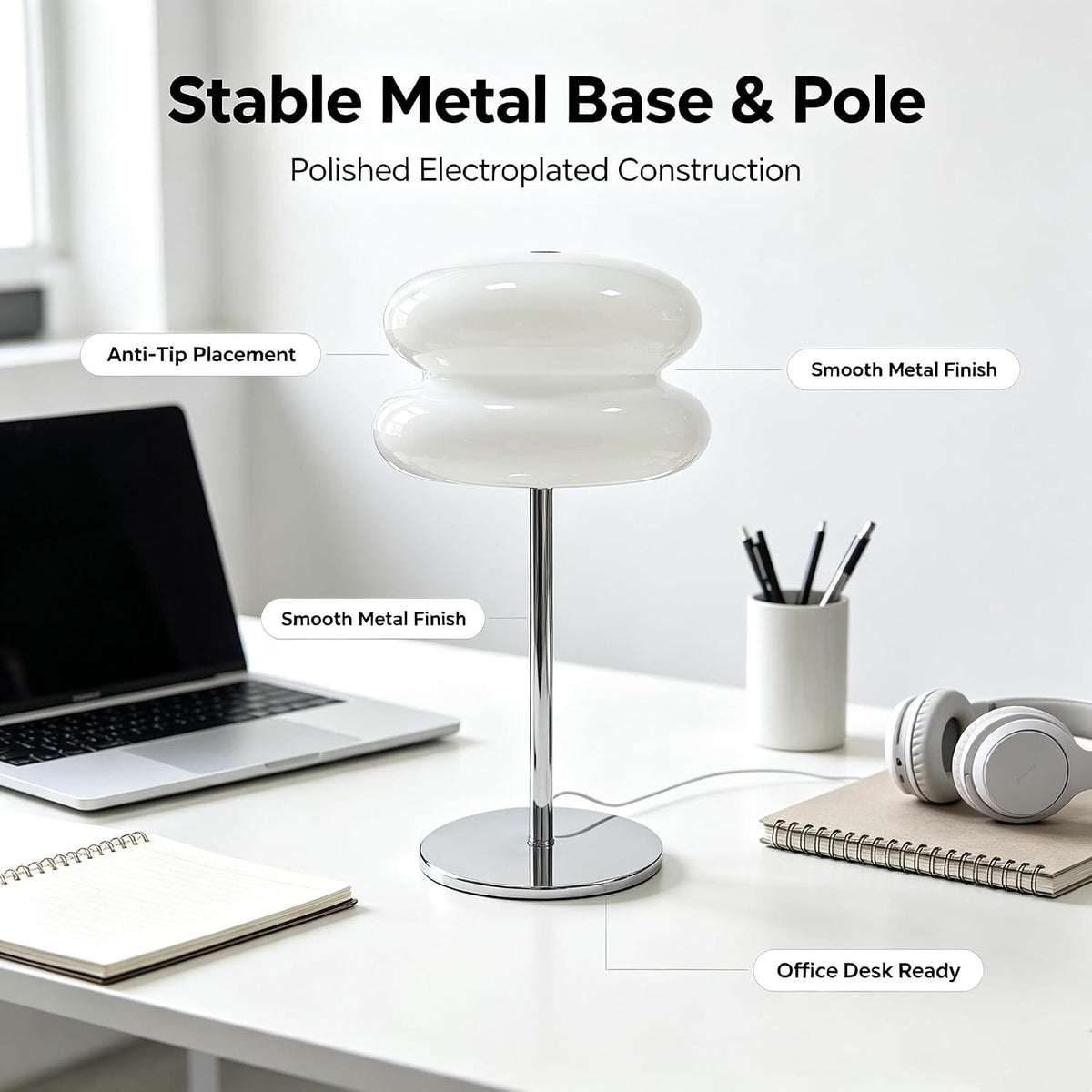 Glass Tart Shade Lamp, Chrome Base