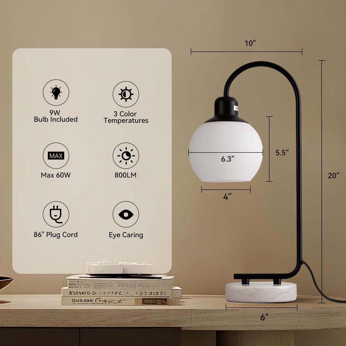 Marble Base Globe Table Lamp