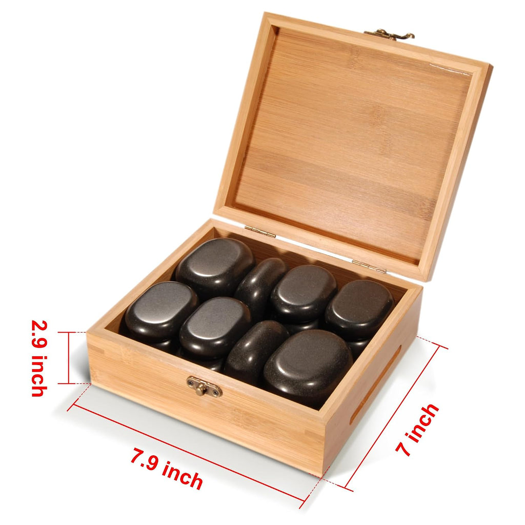 Basalt Hot Stone Set in Bamboo Case