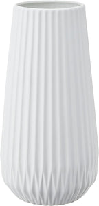 Tall Fluted Ceramic Vase, White
