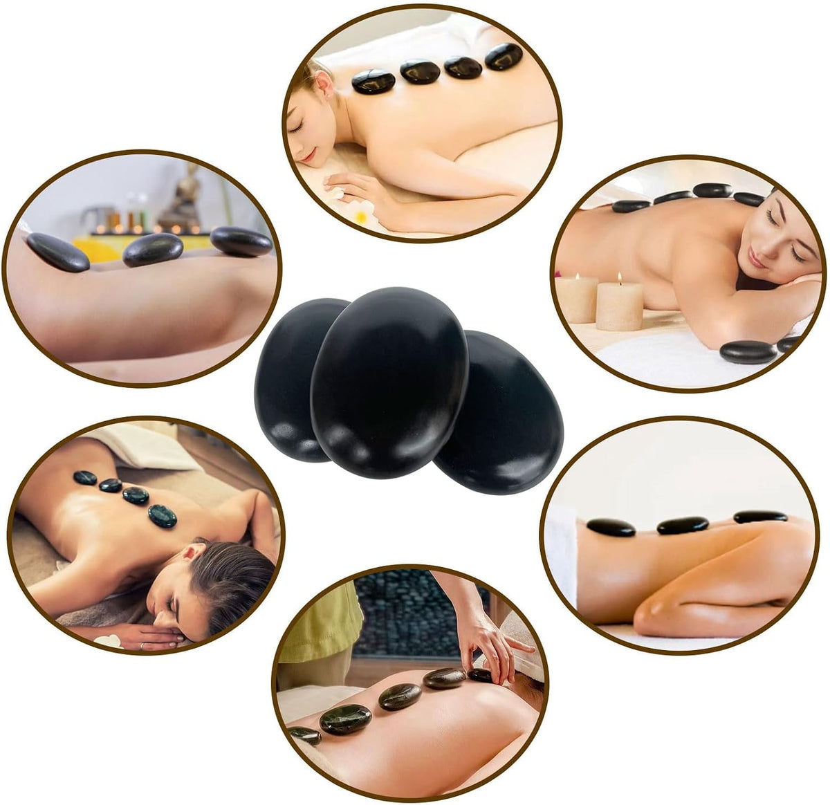 Basalt Massage Stones, Set of Three