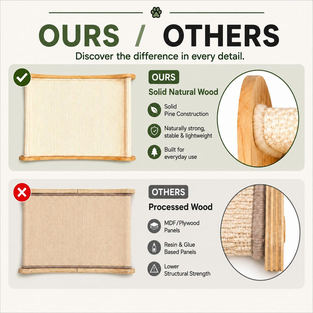 Solid Wood Scratcher Lounge