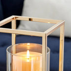 Gold-Tinted Glass Hurricane Candle Holder
