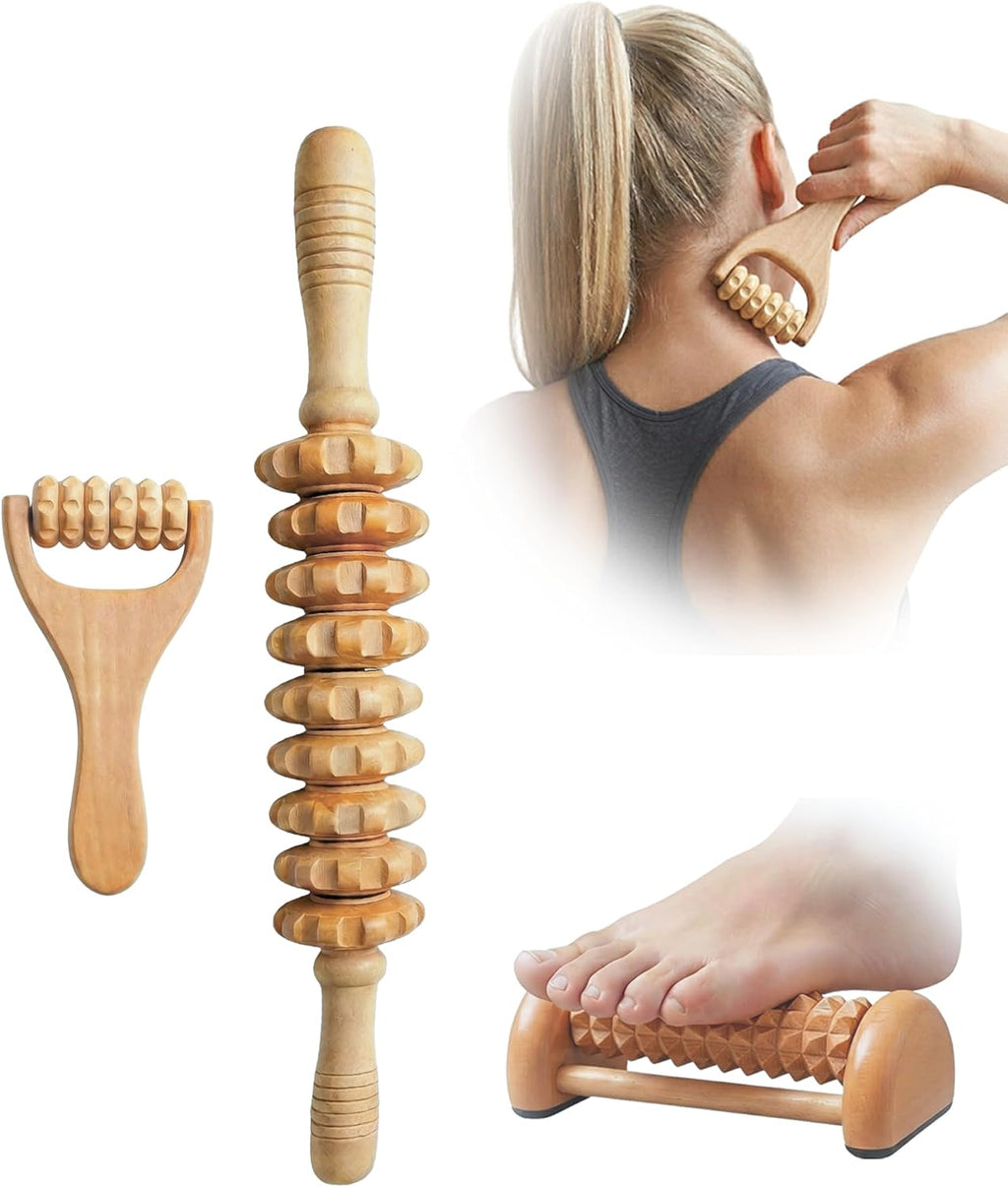 Natural Wood Massage Tool Set