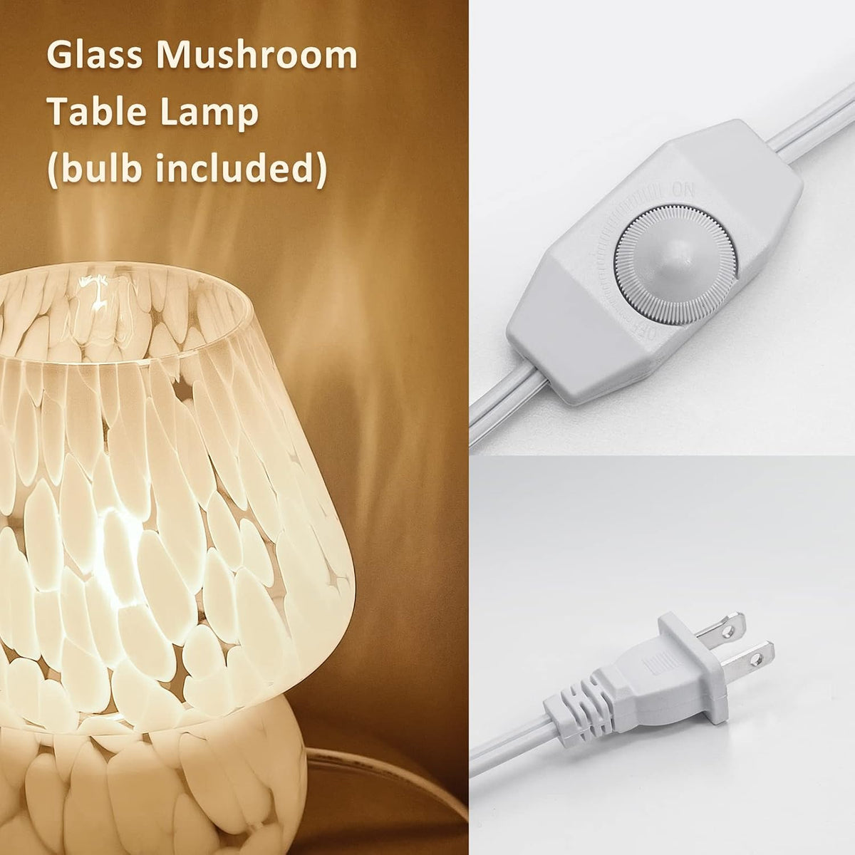 Murano Glass Mushroom Lamp, White