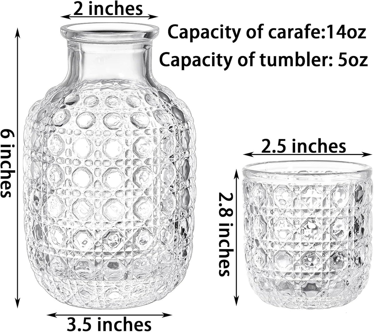 Hobnail Glass Bedside Carafe Set