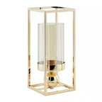 Gold-Tinted Glass Hurricane Candle Holder