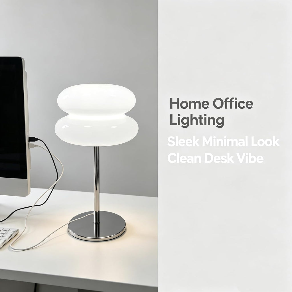 Glass Tart Shade Lamp, Chrome Base