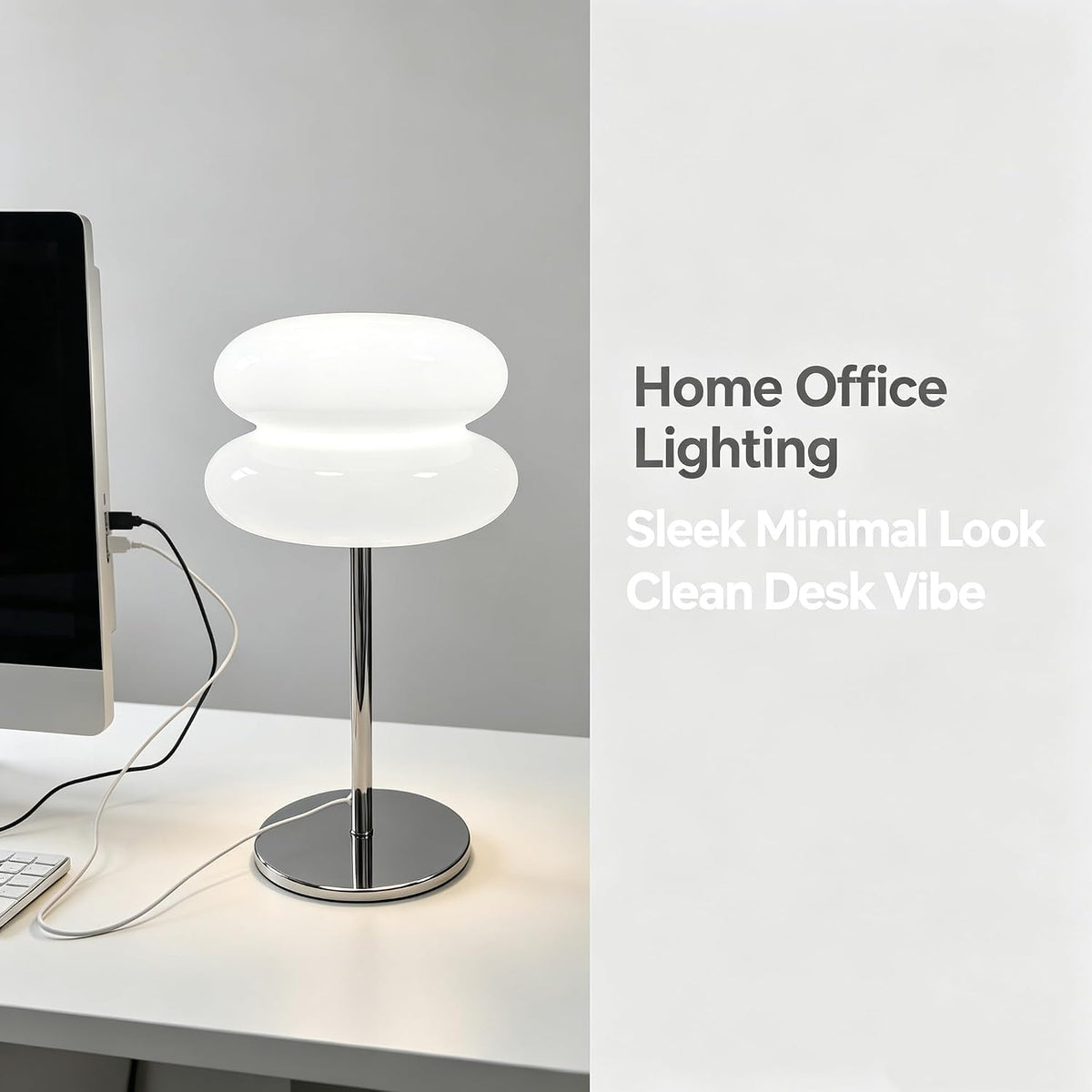 Glass Tart Shade Lamp, Chrome Base