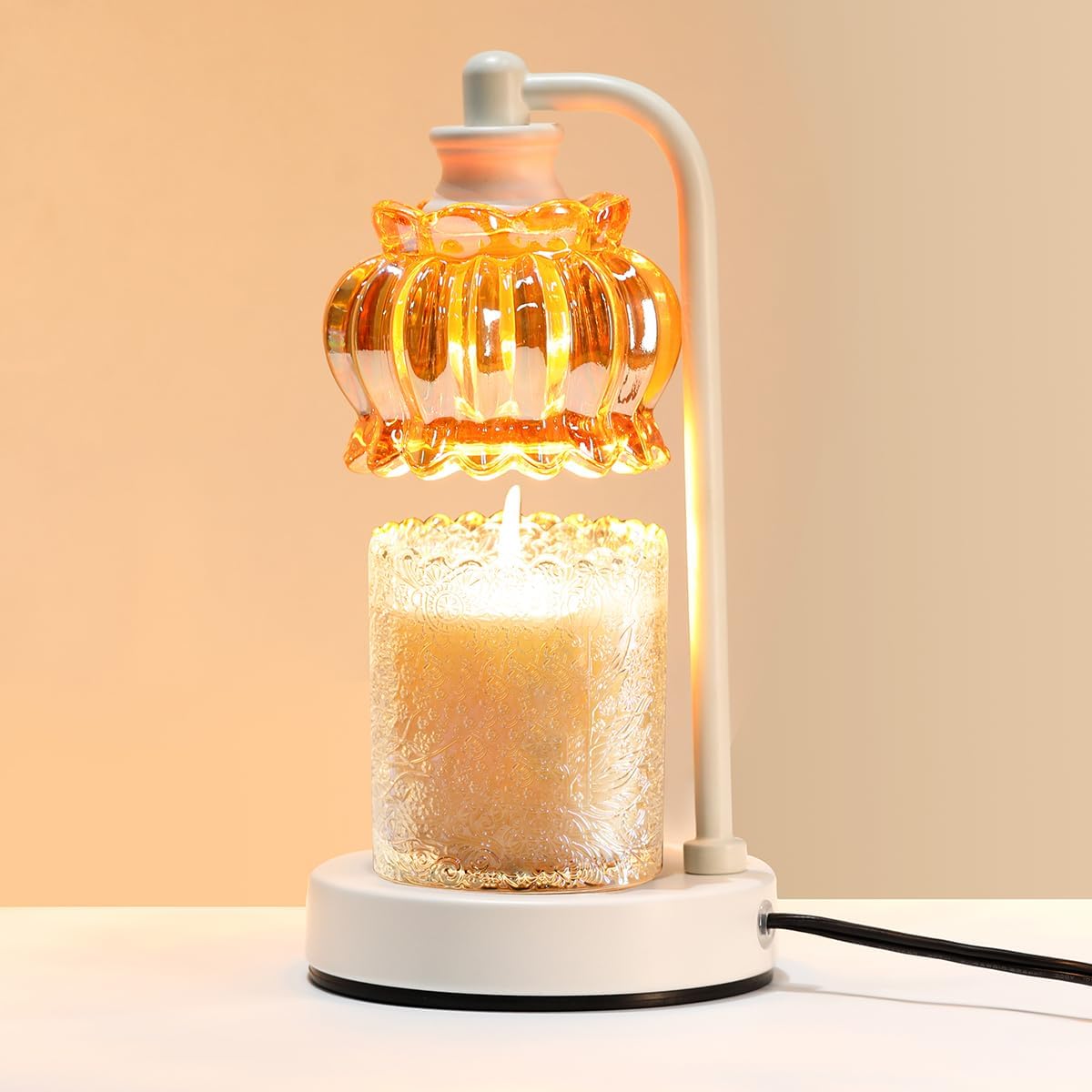 Candle Warmer Lamp, Amber Glass