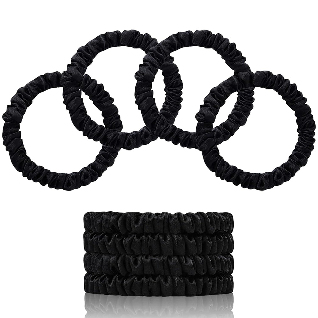 Mulberry Silk Scrunchies, Black, Set of Four