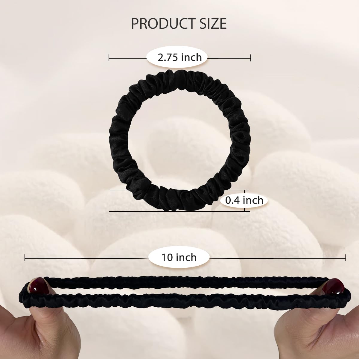 Mulberry Silk Scrunchies, Black, Set of Four