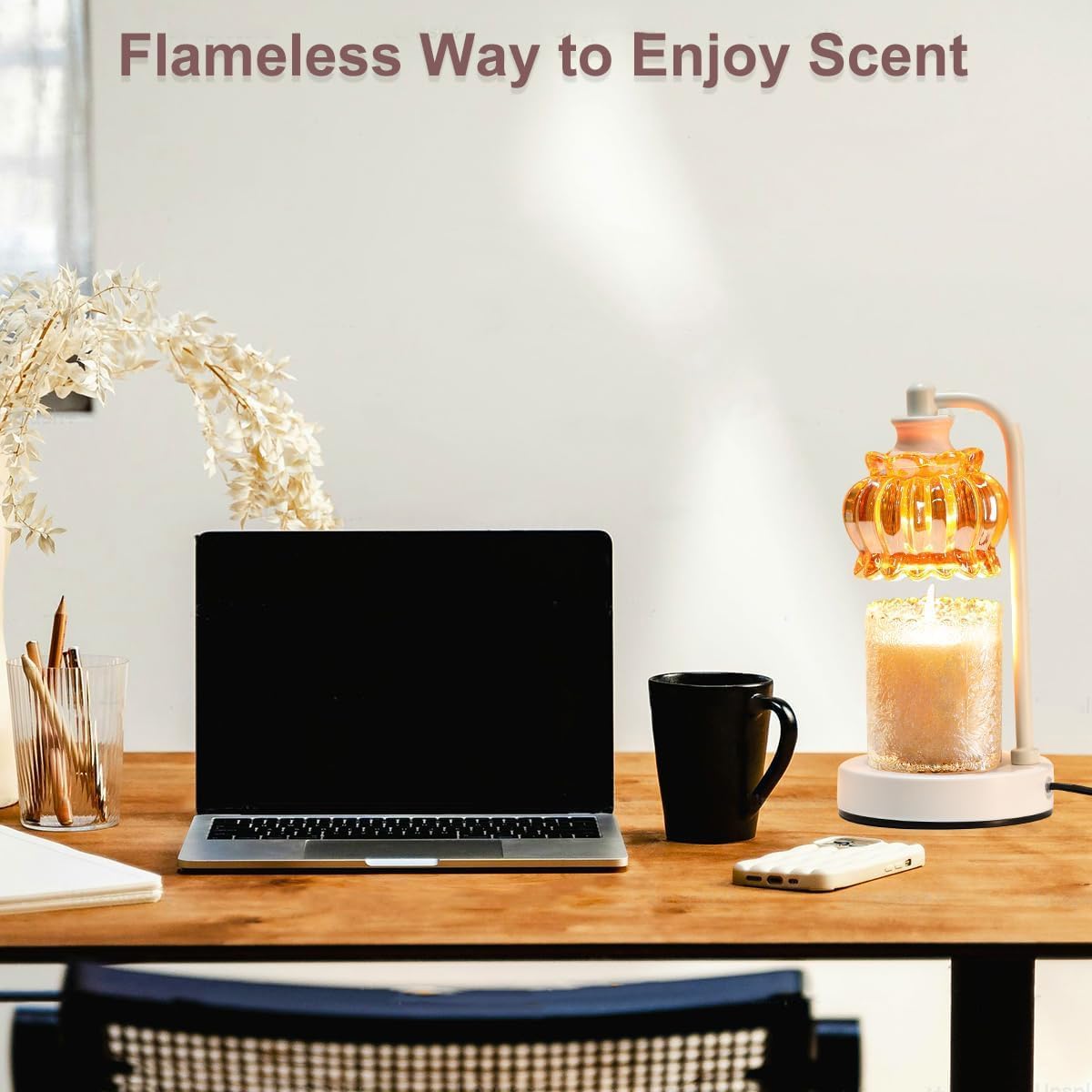 Candle Warmer Lamp, Amber Glass
