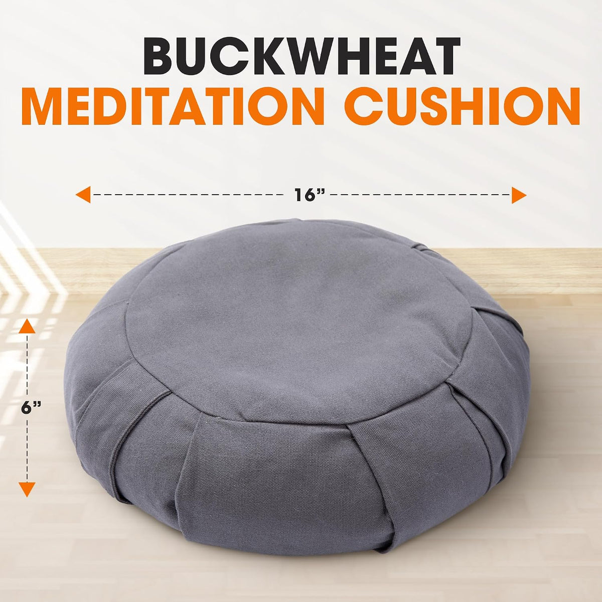 Buckwheat Meditation Cushion, Charcoal