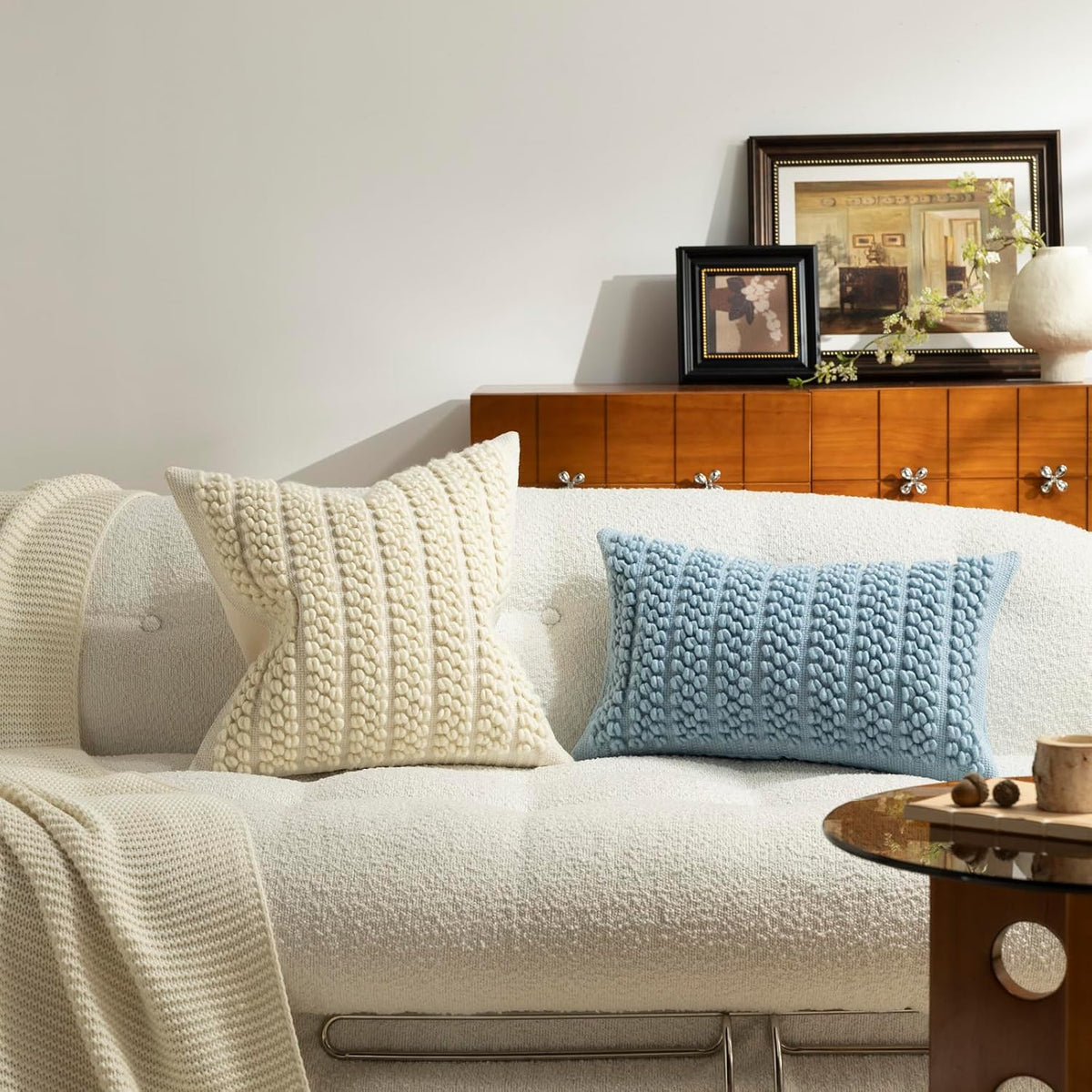 Wool Boucle Pillow Cover, Ivory