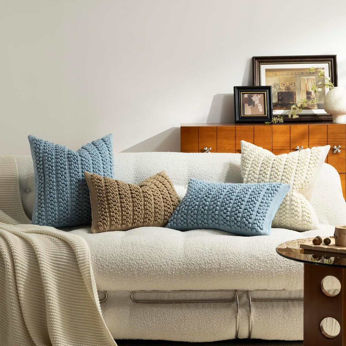 Wool Boucle Pillow Cover, Ivory