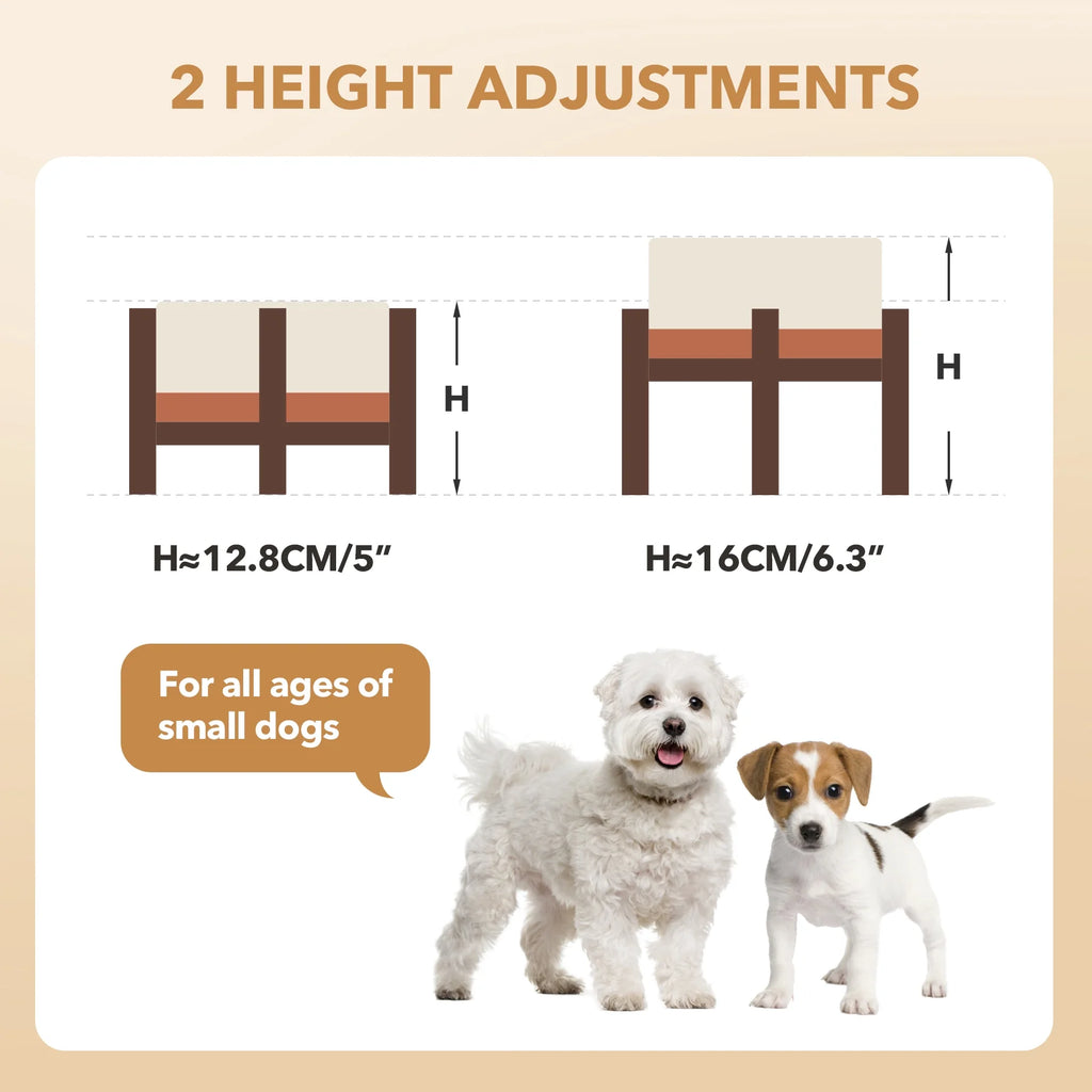Raised Ceramic Pet Bowls, Acacia Wood