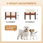 Raised Ceramic Pet Bowls, Acacia Wood