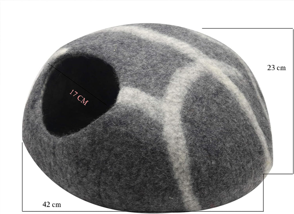 Natural Wool Cat House, Stone Grey