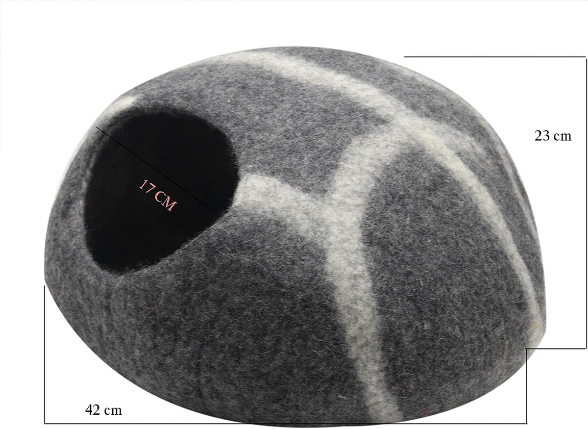 Natural Wool Cat House, Stone Grey