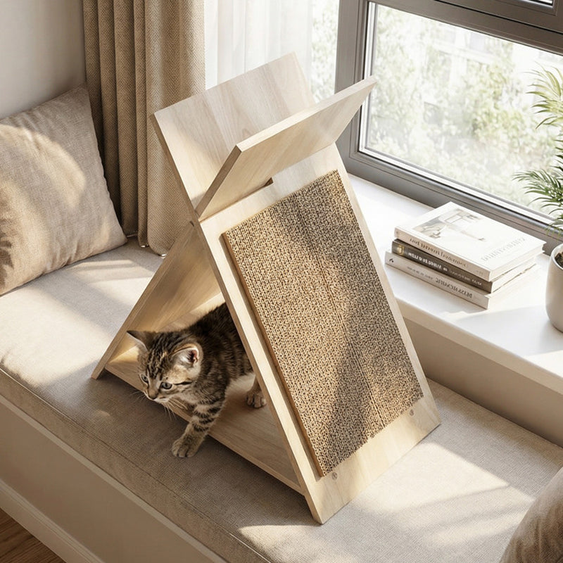 Wooden A-Frame Cat Scratcher