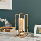 Gold-Tinted Glass Hurricane Candle Holder