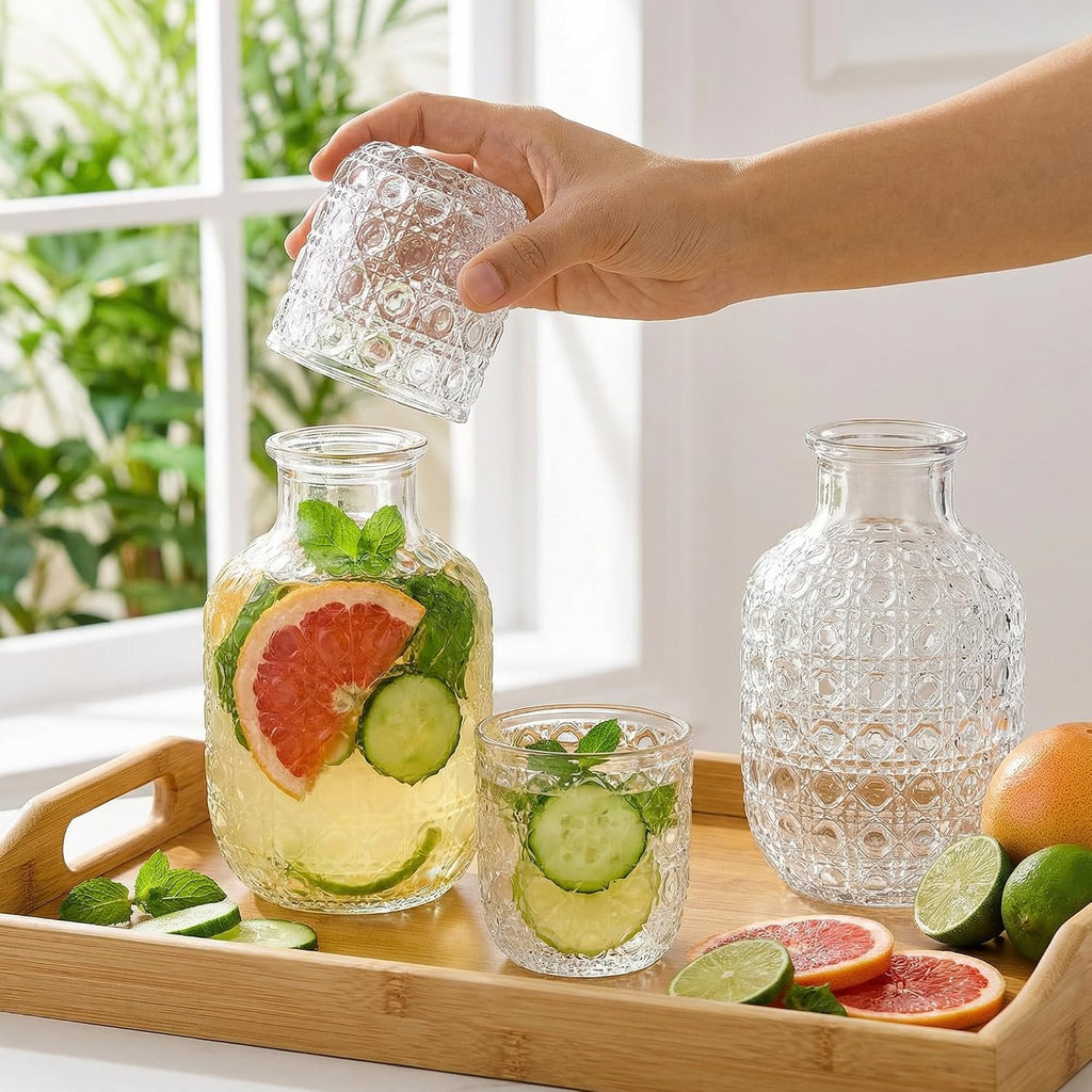 Hobnail Glass Bedside Carafe Set