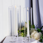 Clear Glass Hurricane Candlesticks, Set of Six