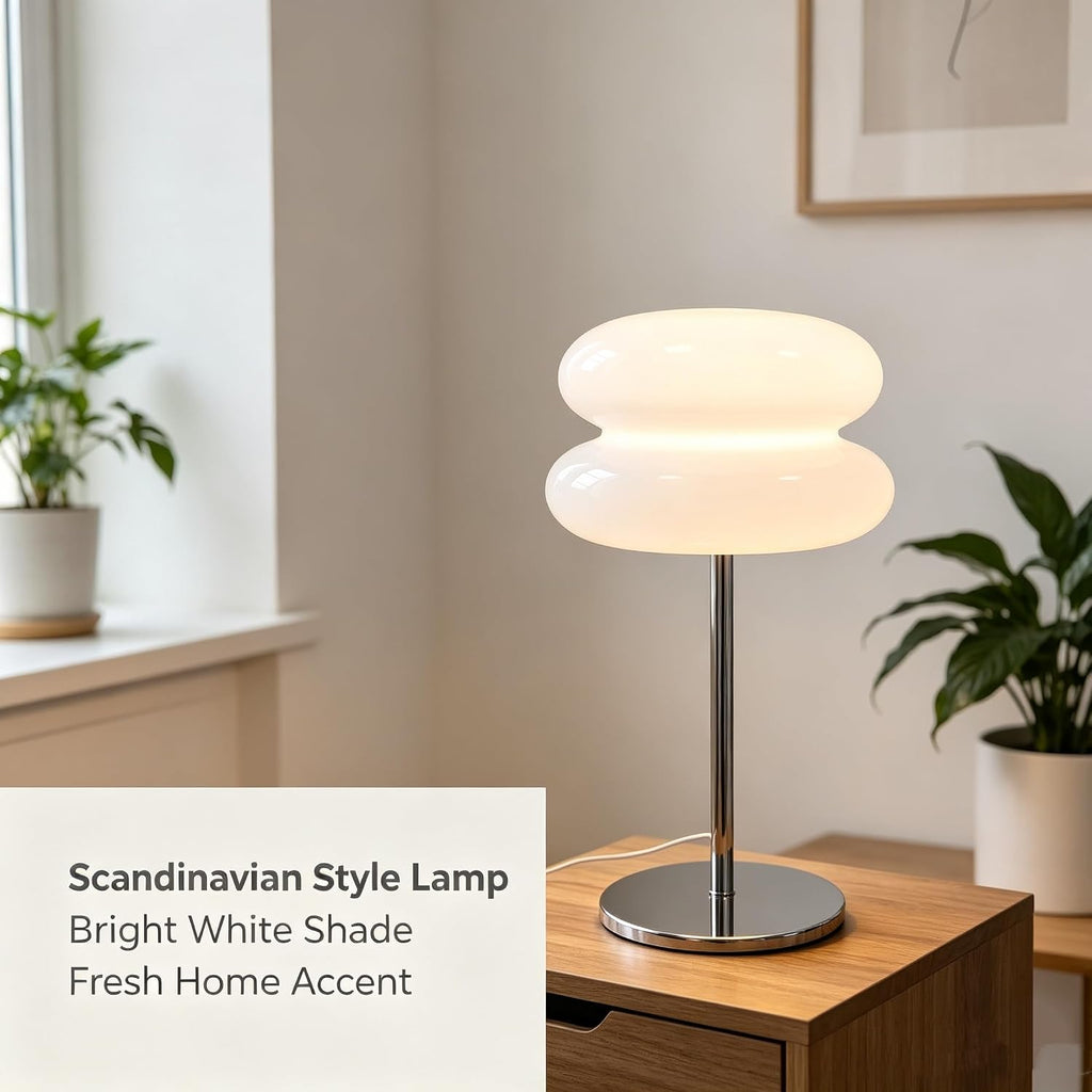 Glass Tart Shade Lamp, Chrome Base