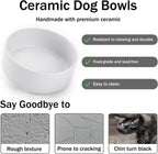 White Ceramic Pet Bowls with Wood Stand
