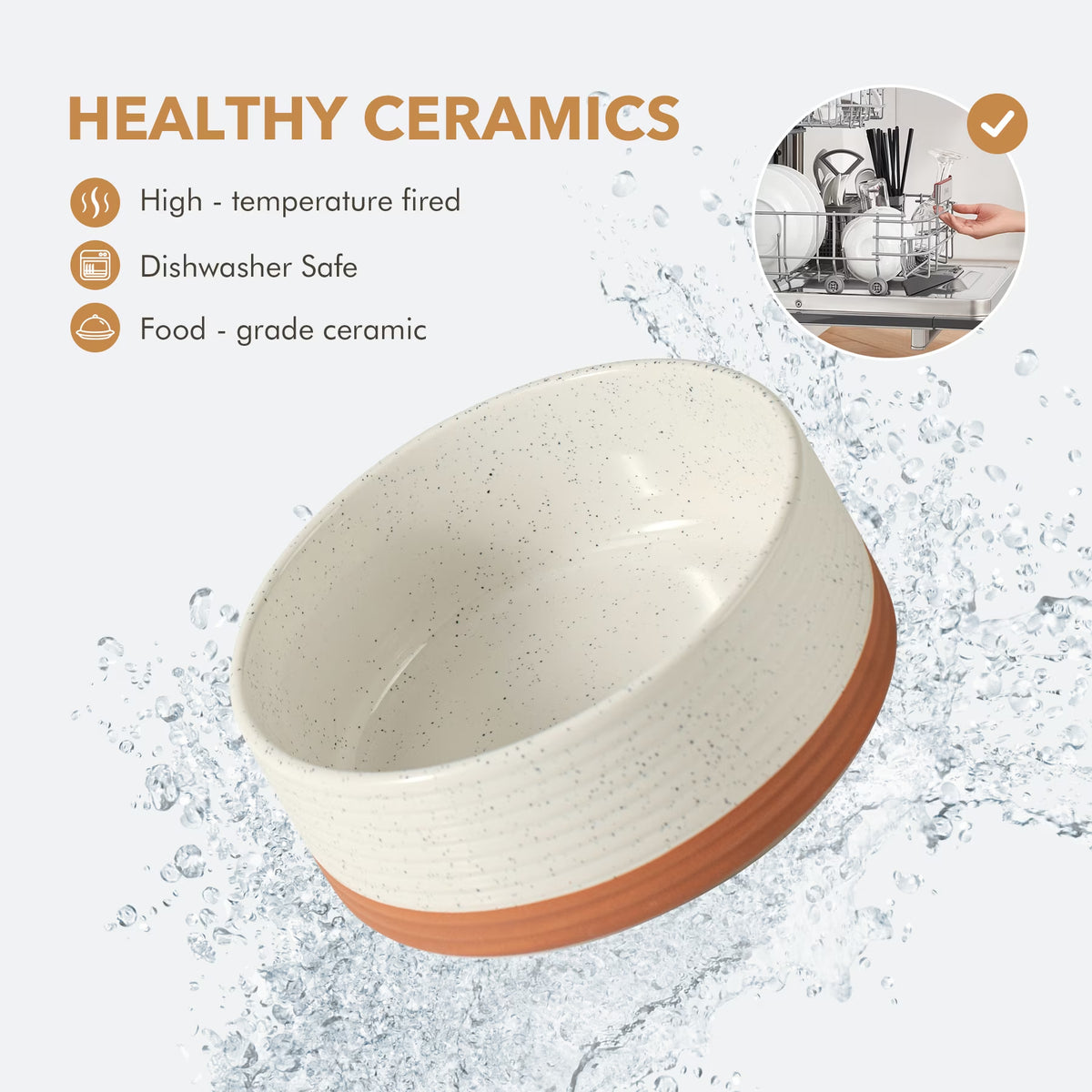 Raised Ceramic Pet Bowls, Acacia Wood