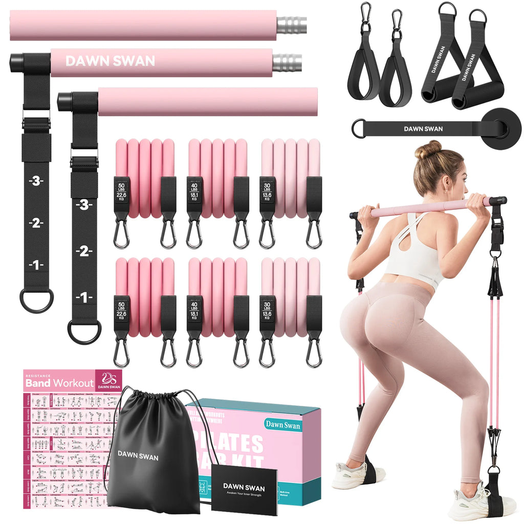 Adjustable pilates bar home gym workout