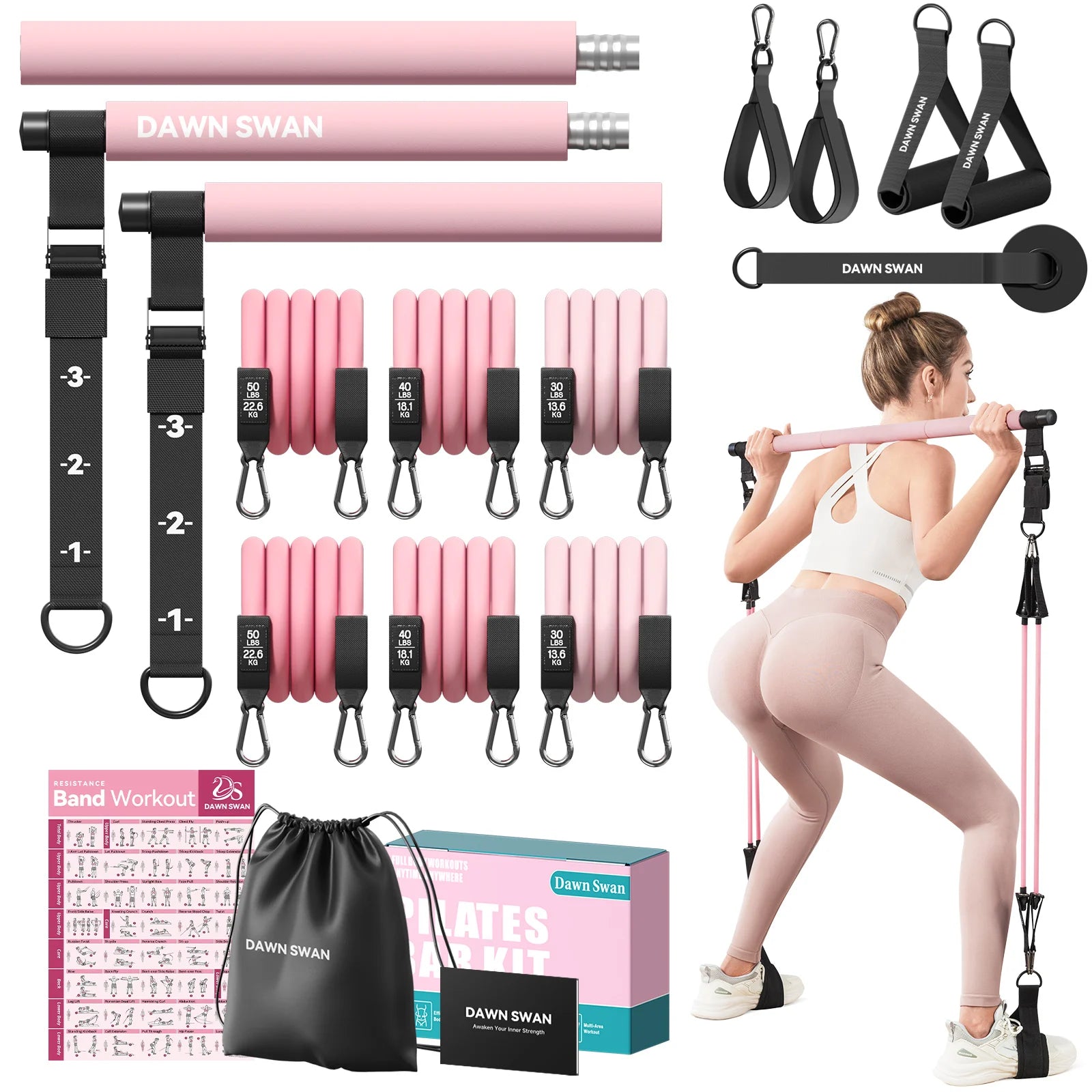 Adjustable pilates bar home gym workout