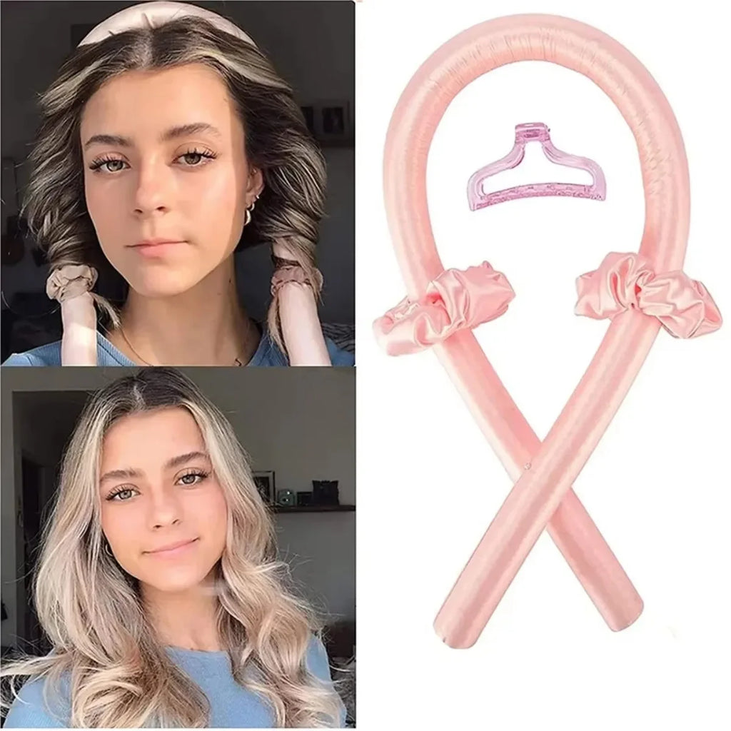Heatless curling rod headband set