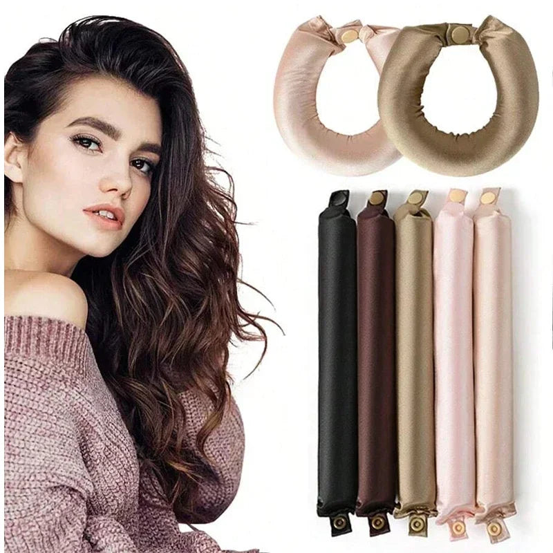 Satin heatless curling rod headband