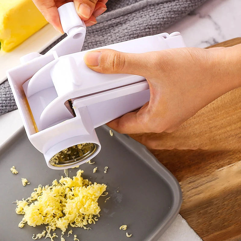 Hand crank rotary cheese grater