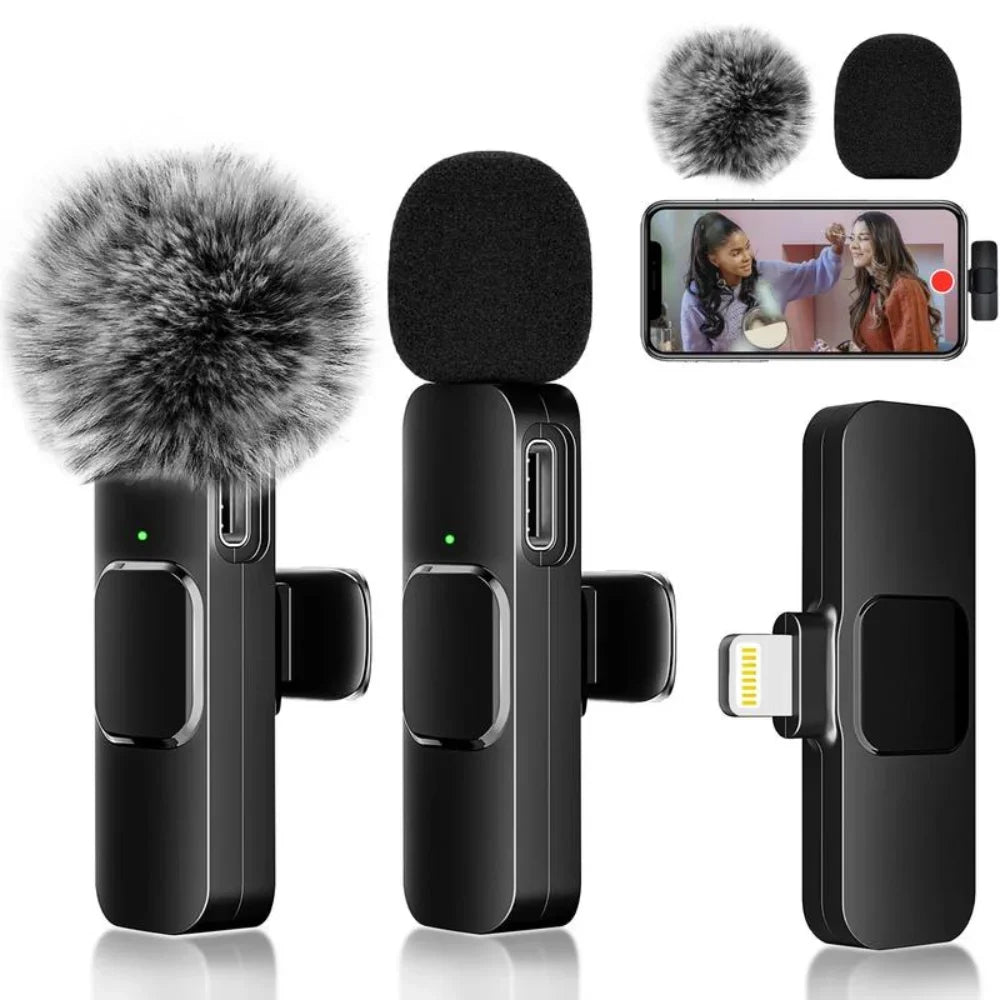 Wireless lavalier microphone 2-pack with clip-on design