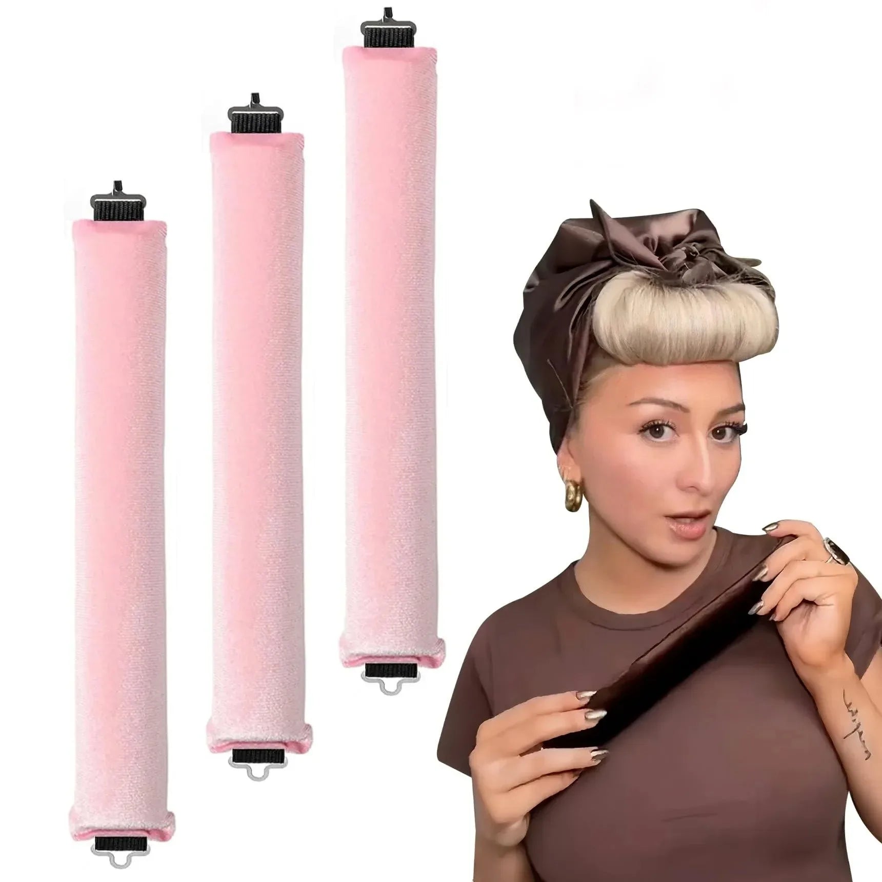 No-heat overnight hair curler with hook