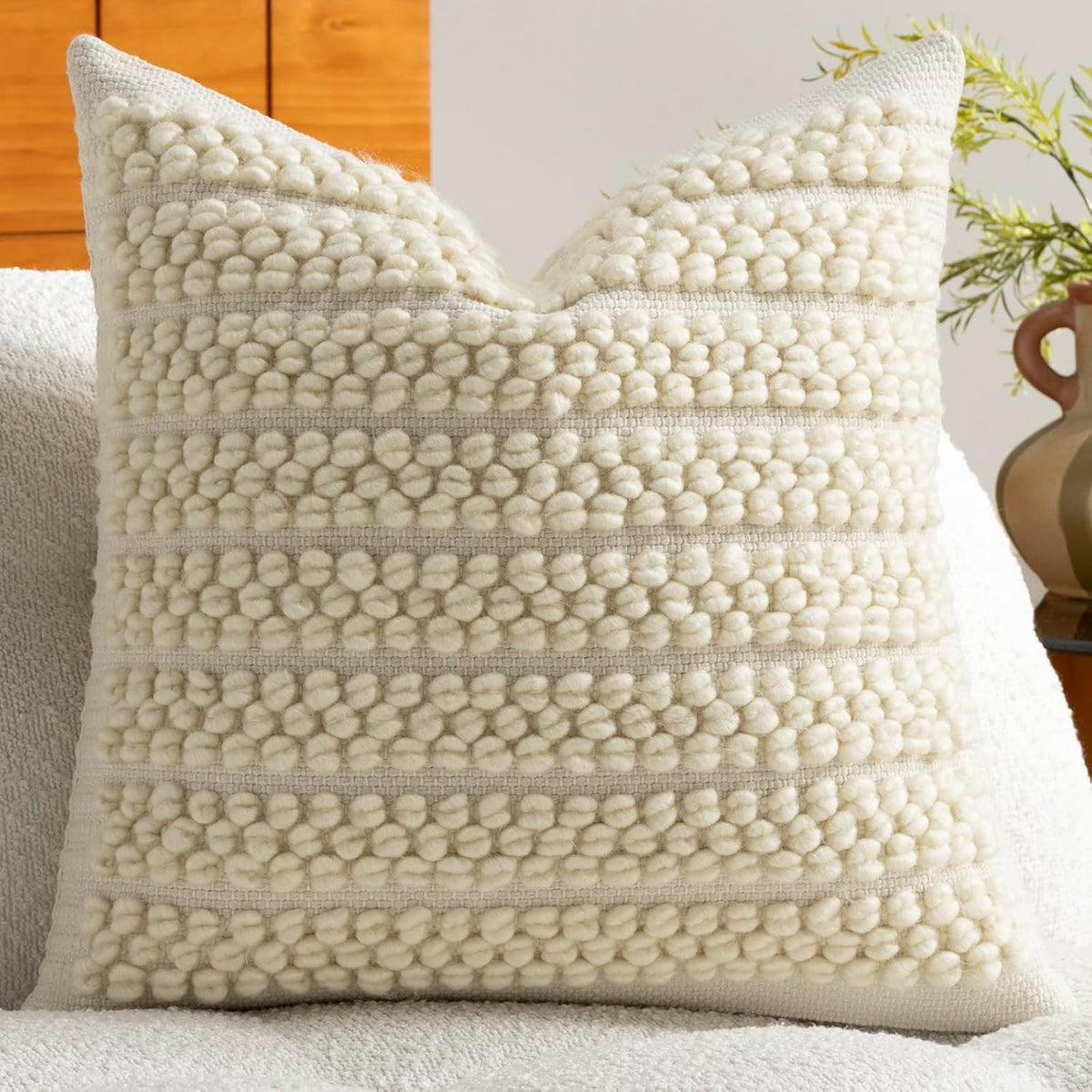 Wool Boucle Pillow Cover, Ivory