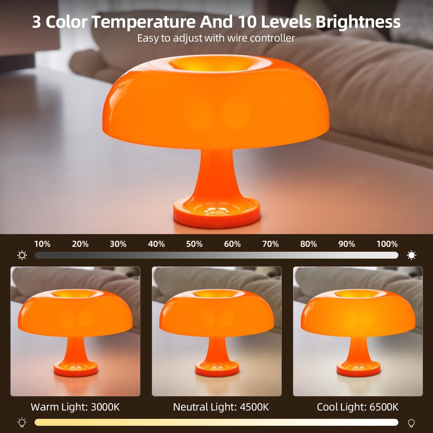 Amber Retro Mushroom Lamp