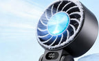 Black fan with chilled contact plate, close view