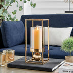 Gold-Tinted Glass Hurricane Candle Holder