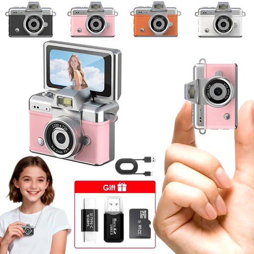 Mini keychain digital camera in rose gold